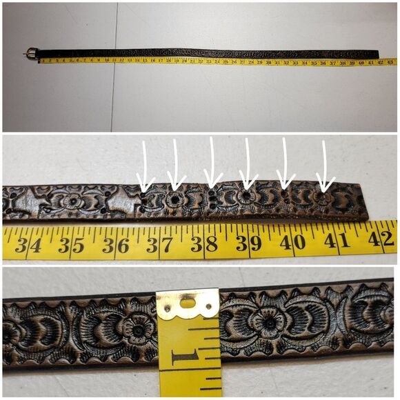 Vintage Brown Texas Embossed Leather Belt with Gold Toned Buckle - Picture 14 of 14